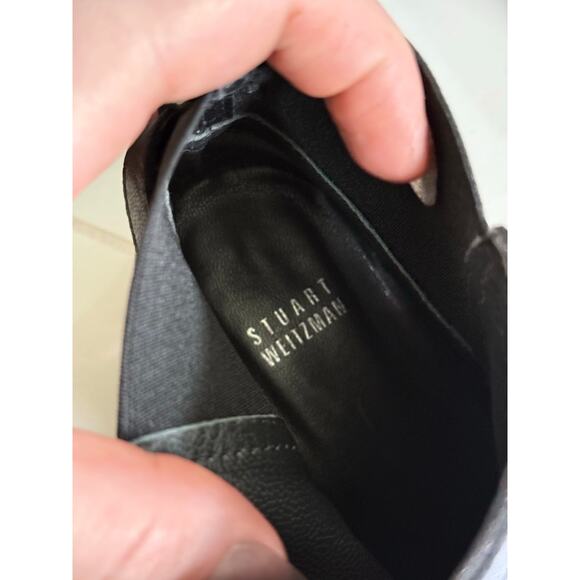 STUART WEITZMAN OnTheStreet supple black leather chainlink pull on moto boots - Picture 10 of 12